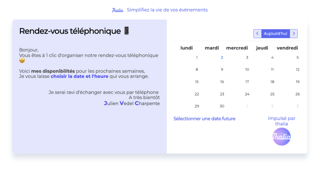 calendrier des dispos